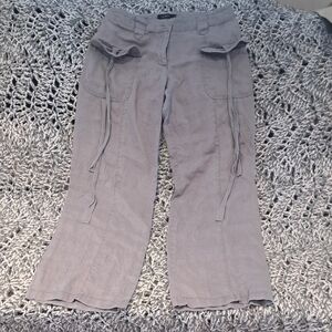 291 - Liliblue Grey Linen Pants | Effortless Boho Utility | Relaxed Wide Leg